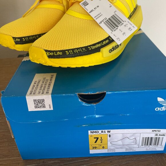 NEW Women's Adidas NMD R1 - Size 7.5  - Yellow With Black - Picture 5 of 8